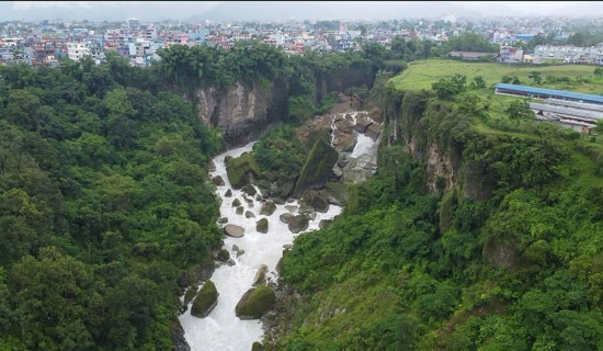 Seti river in Pokhara blocked due to landslide